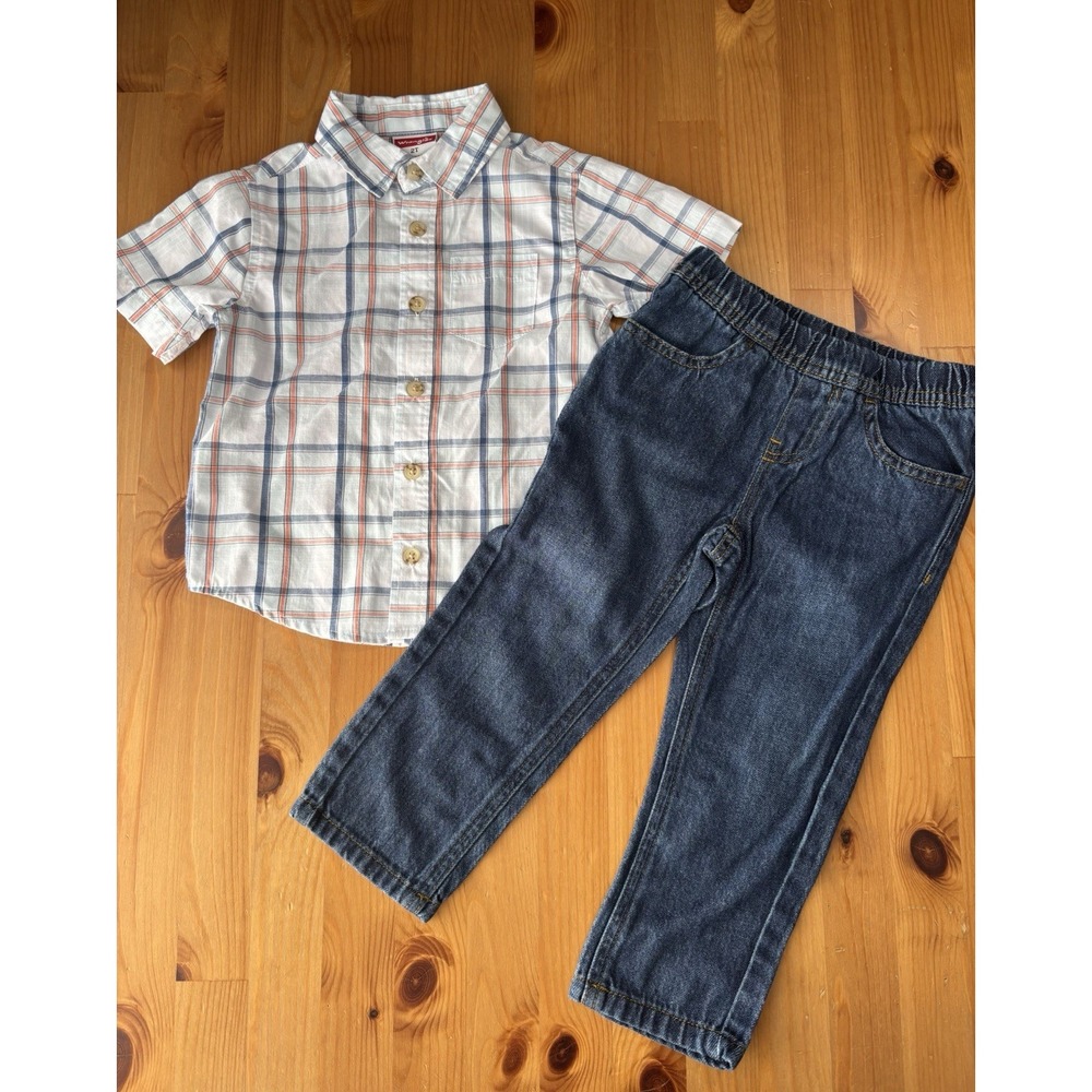 Wrangler 2Pc Toddler Jeans and‎ Button Down Shirt Set Size 2T